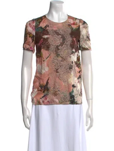 Pre-owned Dolce & Gabbana Silk Lace Pattern T-shirt In Neutral