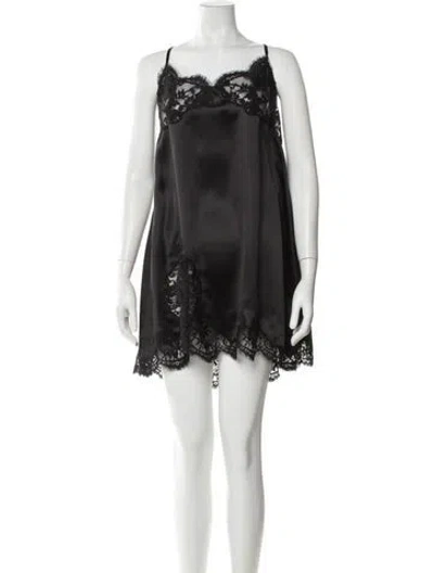 Pre-owned Dolce & Gabbana Silk Lace Trim Embellishment Nightgown W/ Tags In Gray