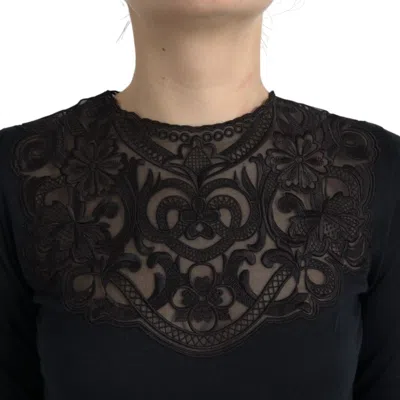 Dolce & Gabbana Silk Lace-trim Blouse In Black