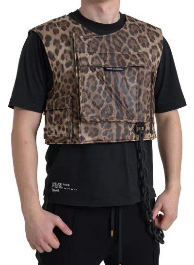 DOLCE & GABBANA DOLCE & GABBANA SILK LEOPARD VEST EXCLUSIVE MEN'S SPORTSWEAR