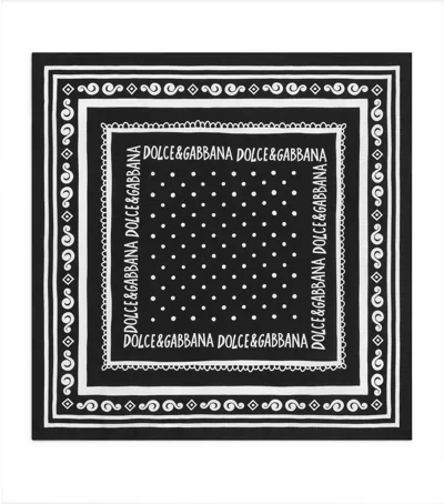 DOLCE & GABBANA SILK LOGO PRINT SCARF