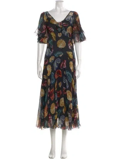 Pre-owned Dolce & Gabbana Silk Long Dress In Black