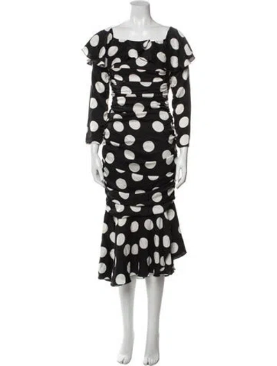 Pre-owned Dolce & Gabbana Silk Long Dress In Black