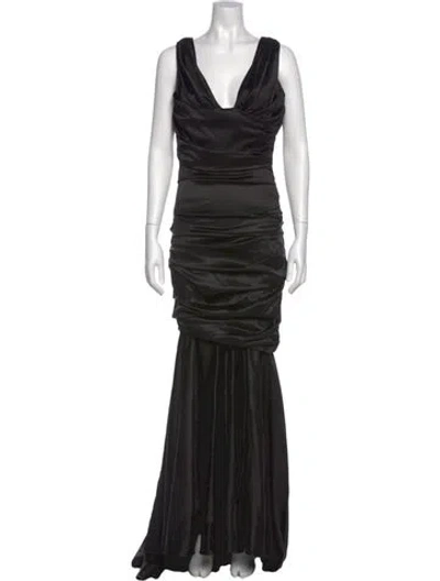 Pre-owned Dolce & Gabbana Silk Long Dress In Black