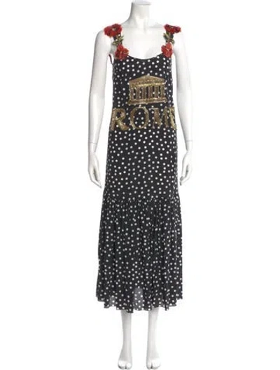 Pre-owned Dolce & Gabbana Silk Long Dress In Black