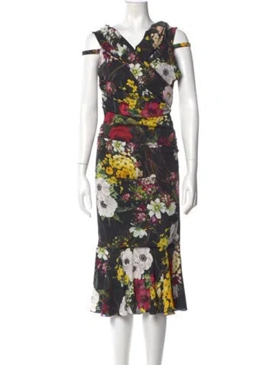 Pre-owned Dolce & Gabbana Silk Long Dress In Black