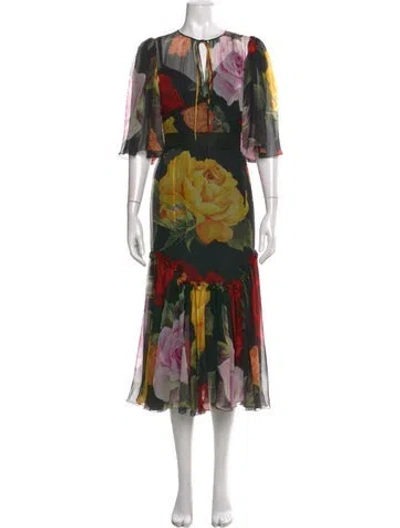 Pre-owned Dolce & Gabbana Silk Long Dress In Black