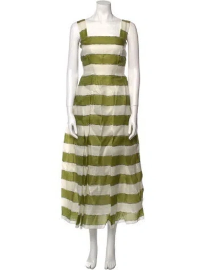 Pre-owned Dolce & Gabbana Silk Long Dress In Green