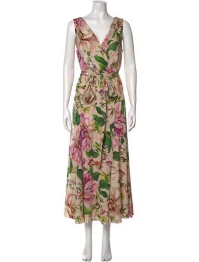 Pre-owned Dolce & Gabbana Silk Long Dress In Multi