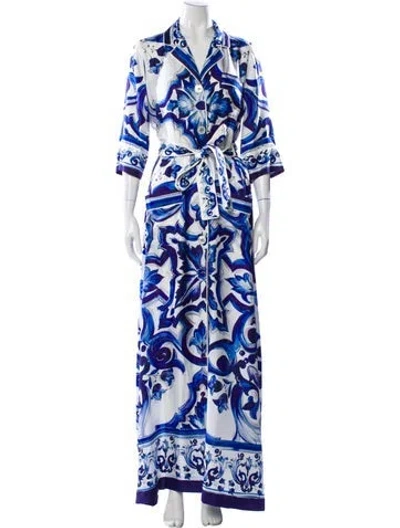Pre-owned Dolce & Gabbana Silk Long Dress In Multi