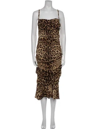 Pre-owned Dolce & Gabbana Silk Long Dress In Neutral