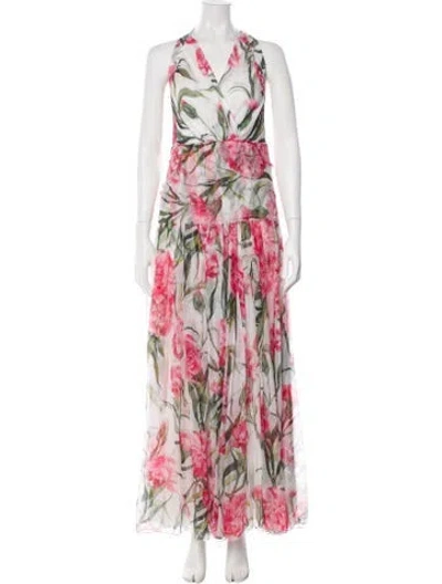 Pre-owned Dolce & Gabbana Silk Long Dress In Pink