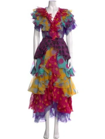 Pre-owned Dolce & Gabbana Silk Long Dress In Pink