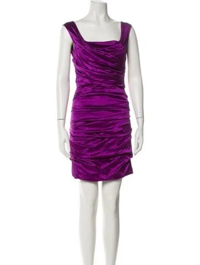 Pre-owned Dolce & Gabbana Silk Long Dress In Purple