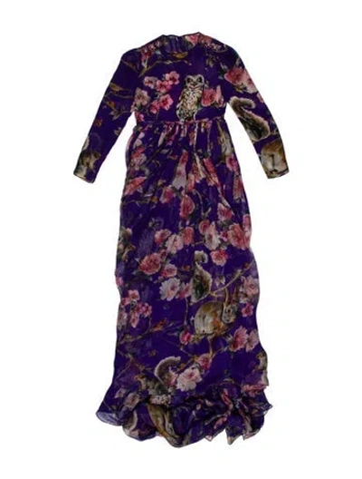 Pre-owned Dolce & Gabbana Silk Long Dress In Purple