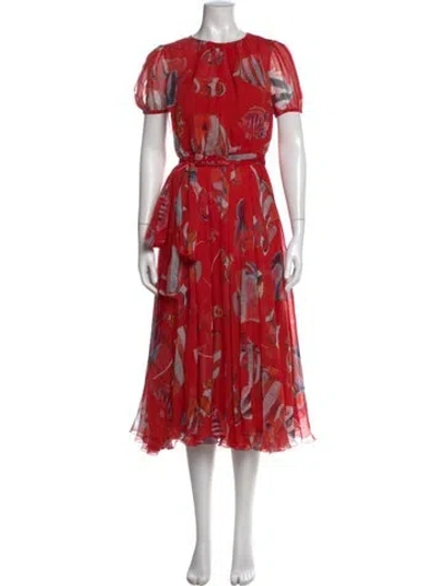 Pre-owned Dolce & Gabbana Silk Long Dress In Red
