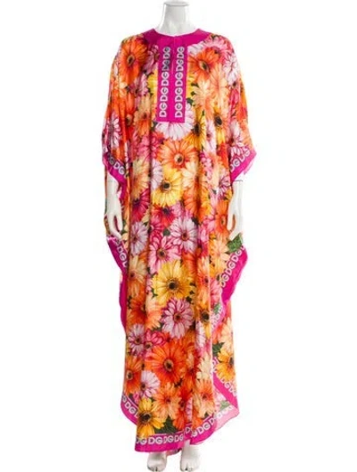 Pre-owned Dolce & Gabbana Silk Long Dress W/ Tags In Pink
