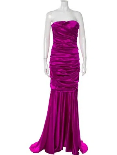 Pre-owned Dolce & Gabbana Silk Long Dress W/ Tags In Pink
