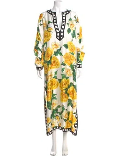 Pre-owned Dolce & Gabbana Silk Long Dress W/ Tags In White
