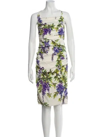 Pre-owned Dolce & Gabbana Silk Long Dress In White