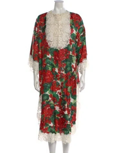 Pre-owned Dolce & Gabbana Silk Long Dress In White