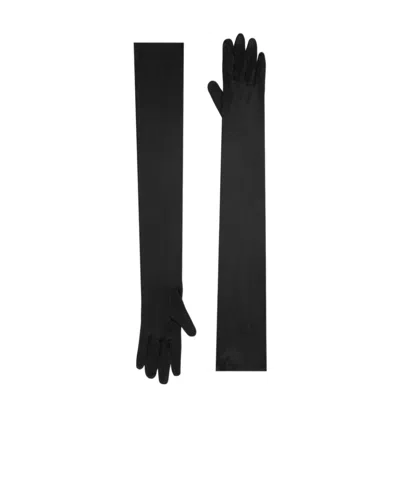 Dolce & Gabbana Silk Long Gloves In Black