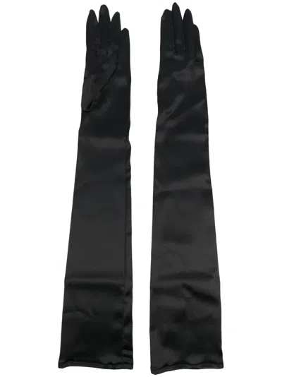 Dolce & Gabbana Silk Long Gloves In Schwarz