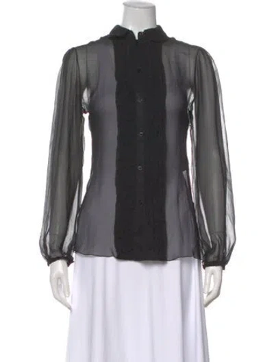 Pre-owned Dolce & Gabbana Silk Long Sleeve Blouse In Black