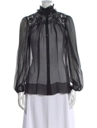 Pre-owned Dolce & Gabbana Silk Long Sleeve Blouse In Black