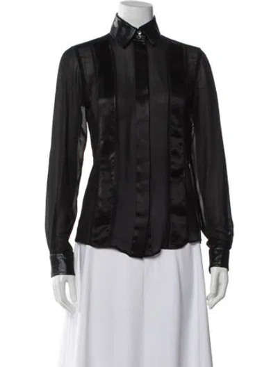 Pre-owned Dolce & Gabbana Silk Long Sleeve Blouse In Black/blue