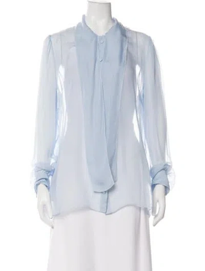 Pre-owned Dolce & Gabbana Silk Long Sleeve Blouse In Blue