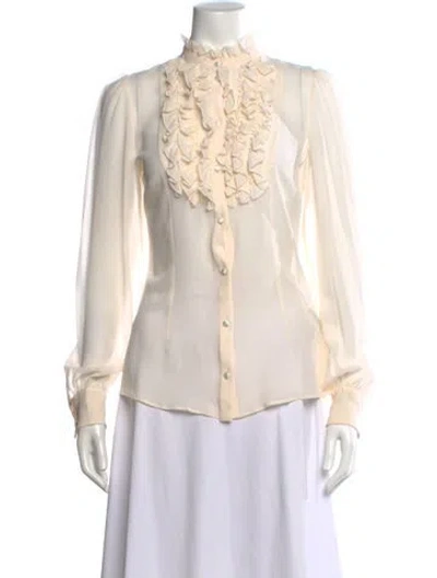 Pre-owned Dolce & Gabbana Silk Long Sleeve Blouse In Neutral