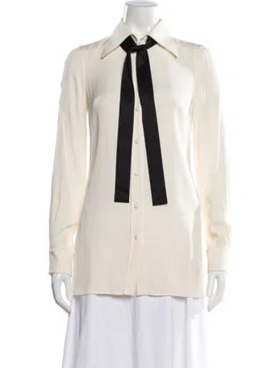 Pre-owned Dolce & Gabbana Silk Long Sleeve Blouse In Neutrals