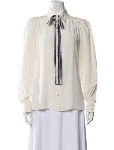 Pre-owned Dolce & Gabbana Silk Long Sleeve Blouse In Neutrals