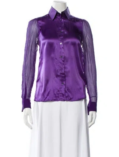 Pre-owned Dolce & Gabbana Silk Long Sleeve Blouse In Purple