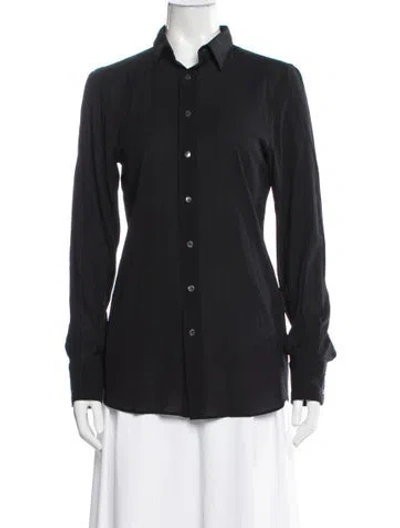 Pre-owned Dolce & Gabbana Silk Long Sleeve Button-up Top In Black