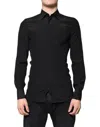 Dolce & Gabbana Black Silk Long Sleeves Gold Dress Shirt In Black