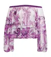Dolce & Gabbana Sheer Off-the-shoulder Top With Elasticated Accents In Pink