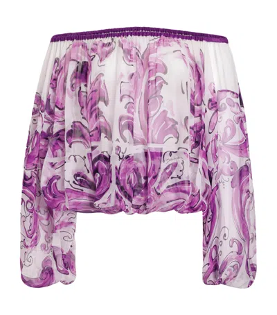 DOLCE & GABBANA SILK MAJOLICA PRINT BLOUSE