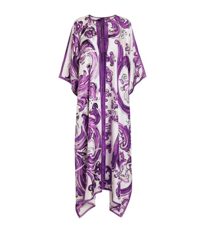 DOLCE & GABBANA SILK MAJOLICA PRINT MAXI DRESS
