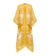 Dolce & Gabbana Long Silk Chiffon Dress With Majolica Print In Multi