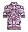 Dolce & Gabbana Silk Majolica Print Polo Shirt In Multi