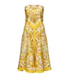 Dolce & Gabbana Maiolica-print Silk Twill Strapless Scarf Midi Dress In Multi