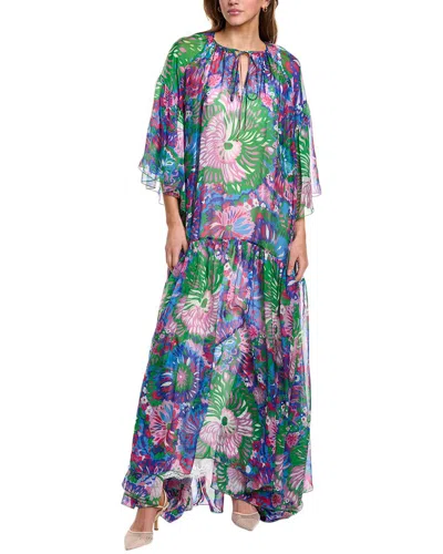 Dolce & Gabbana Silk Maxi Dress In Blue