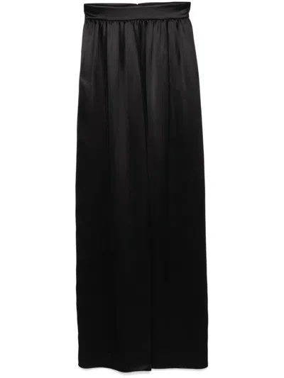 Dolce & Gabbana High Waist Satin Finish Skirt With Side Pockets In Black