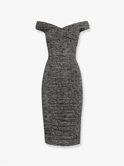 Dolce & Gabbana Silk Midi Dress In Gray