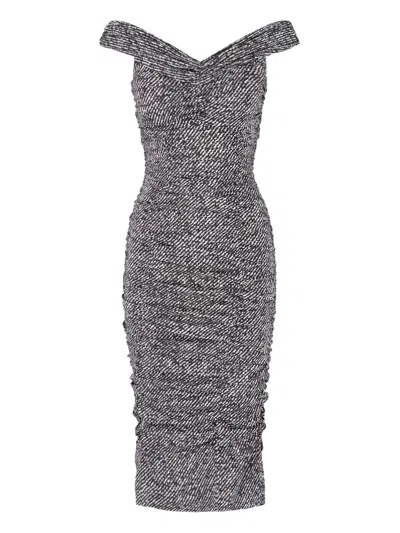 Dolce & Gabbana Silk Midi Dress In Gray