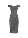 Dolce & Gabbana Off-the-shoulder Gathered Printed Silk-blend Midi Dress In Gray