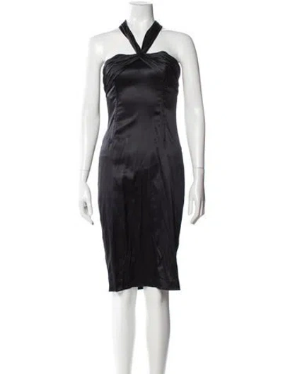 Pre-owned Dolce & Gabbana Silk Midi Length Dress In Black