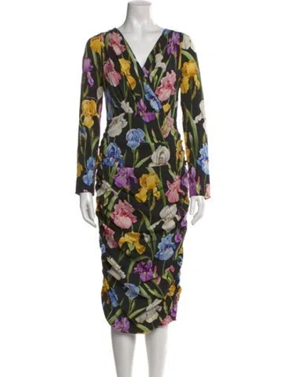 Pre-owned Dolce & Gabbana Silk Midi Length Dress In Black